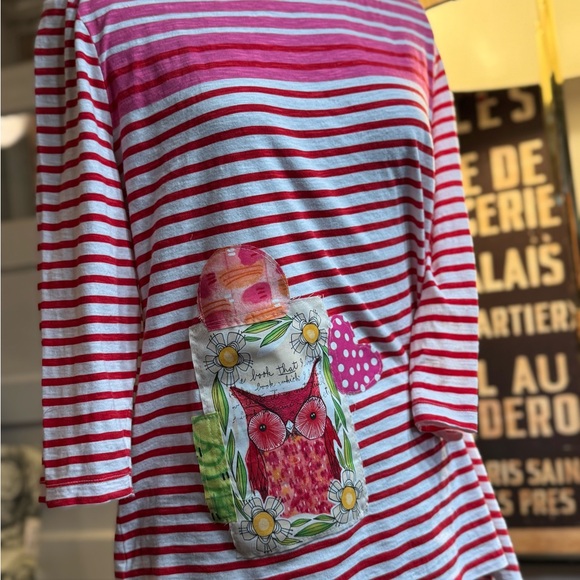 The Loft pink/red striped Tshirt. Size large. Great condition. - Picture 2 of 3